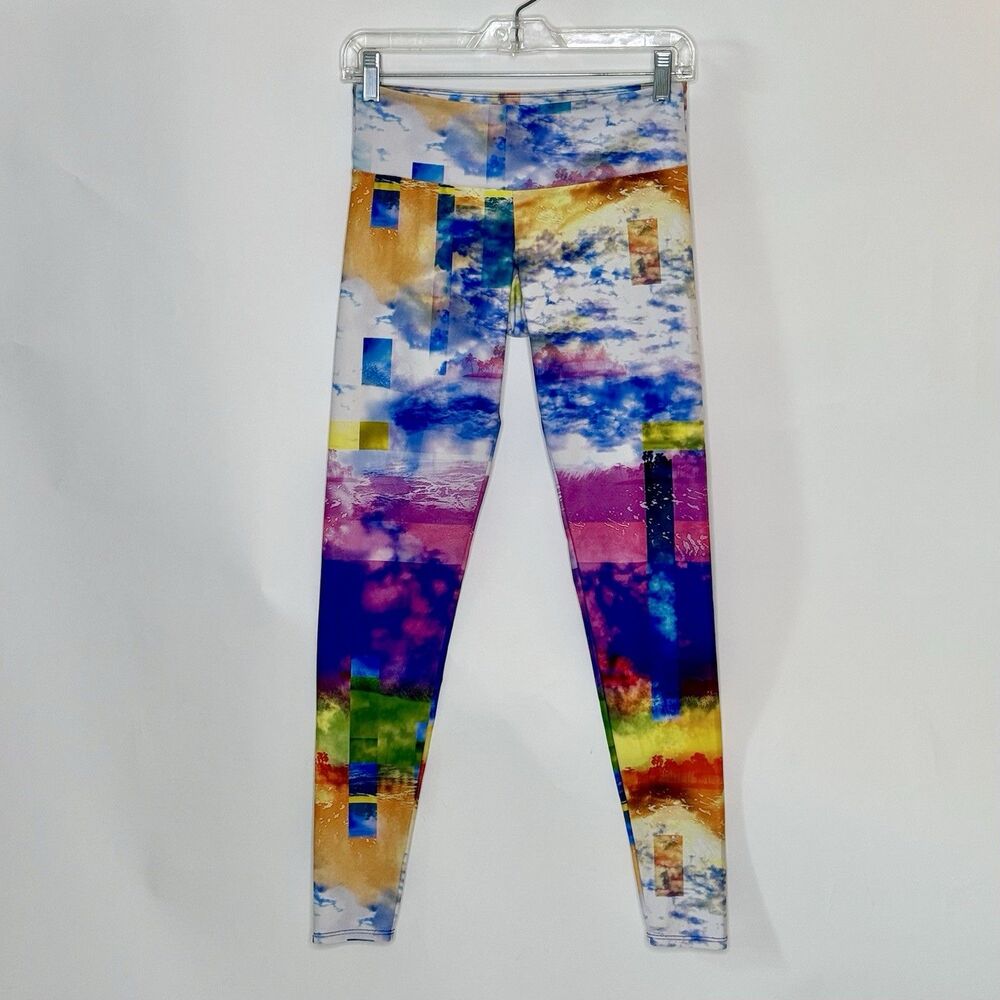 ONZIE Multi Color Block Print Leggings Women's Size XS Cropped Length Athletic